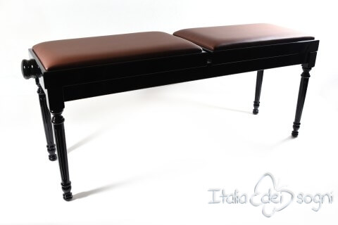Small Bench for Piano "Pergolesi" - Real Leather Brown