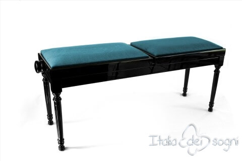 Small Bench for Piano "Pergolesi" - Light Blue Velvet