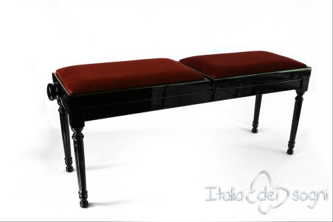 Small Bench for Piano "Pergolesi" - Bordeaux Velvet