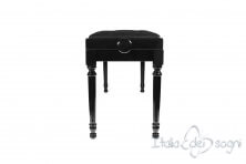 Small Bench for Piano "Pergolesi" - Black Velvet with Buttons