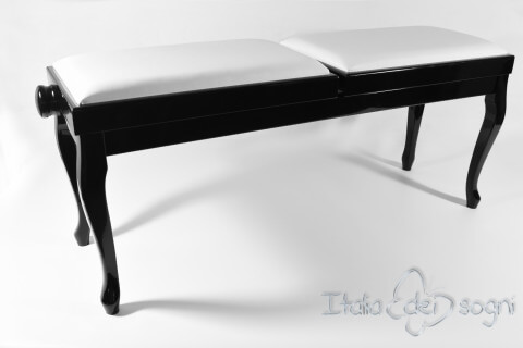 Small Bench for Piano "Clementi" - Real Leather White