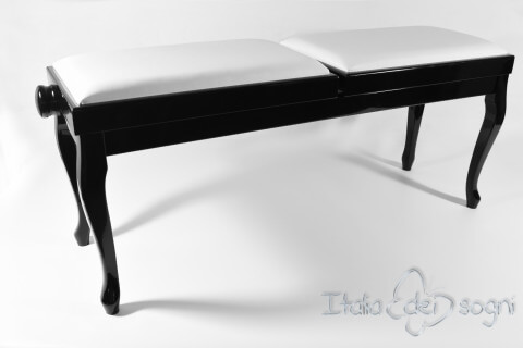 Small Bench for Piano "Clementi" - Real Leather White