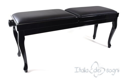 Small Bench for Piano "Clementi" - Real Leather Black