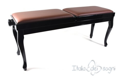 Small Bench for Piano "Clementi" - Real Leather Brown