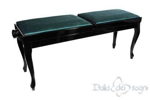 Small Bench for Piano "Clementi" - Light Blue Velvet