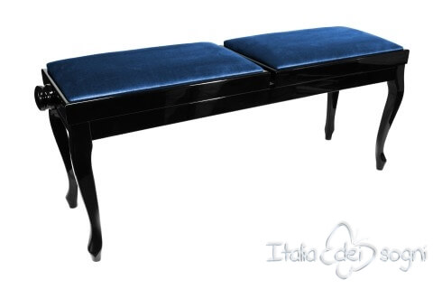 Small Bench for Piano "Clementi" - Blue Velvet