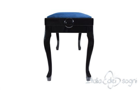 Small Bench for Piano "Clementi" - Blue Velvet