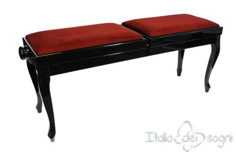 Small Bench for Piano "Clementi" - Bordeaux Velvet