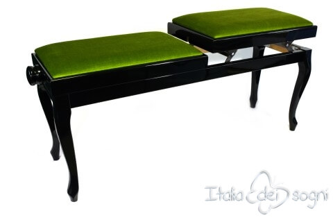 Small Bench for Piano "Clementi" - Green Velvet