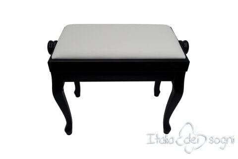 Small Bench for Piano "Vivaldi" - Real Leather White
