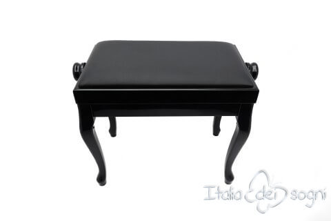 Small Bench for Piano "Vivaldi" - Real Leather Black