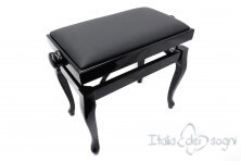 Small Bench for Piano "Vivaldi" - Real Leather Black