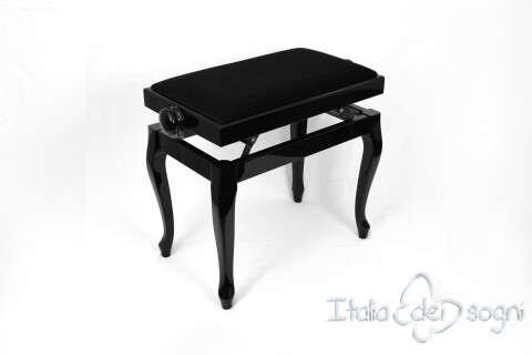 Small Bench for Piano "Vivaldi" - Black Velvet