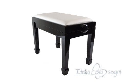 Small Bench for Piano "Fiorentino" - Real Leather White