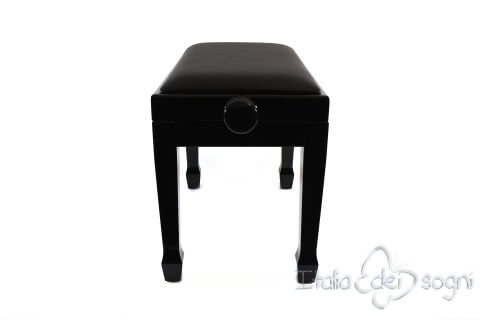 Small Bench for Piano "Fiorentino" - Real Leather Black