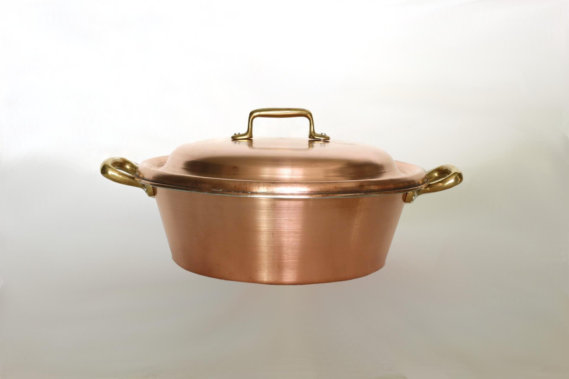 CREARTISTIC Casserole à Risotto en Cuivre étamé - 26x8 cm, 2.8L Casserole Basse, Pot avec 2 poignées en laiton, Bec Verseur Pratique, Utiliser des CREARTISTIC Casserole à Risotto en Cuivre étamé - 26x8 cm, 2.8L Casserole Basse, Pot avec 2 poignées en laiton, Bec Verseur Pratique, Utiliser des
