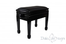 Small Bench for Piano "Flores" - Real Leather Black