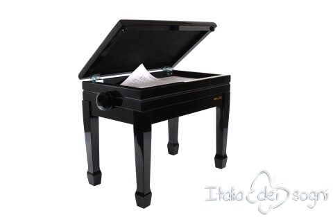 Klavierbank "Flores" - schwarz aus echtem Leder