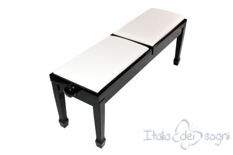 Small Bench for Piano "Casella" - Real Leather White