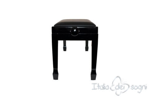 Small Bench for Piano "Casella" - Real Leather Black