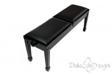 Small Bench for Piano "Casella" - Real Leather Black