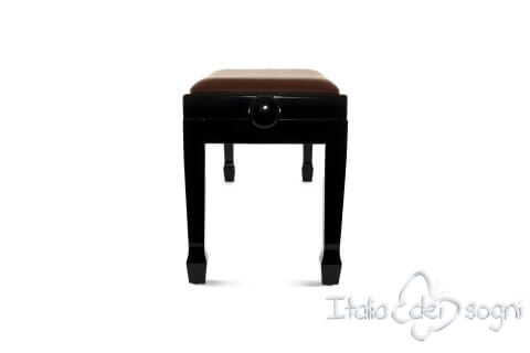 Small Bench for Piano "Casella" - Real Leather Brown